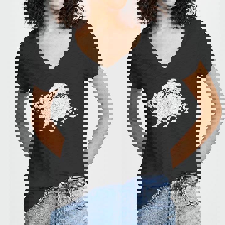 Retro Trashpanda Half Moon Raccoon Women's V-Neck T-Shirt