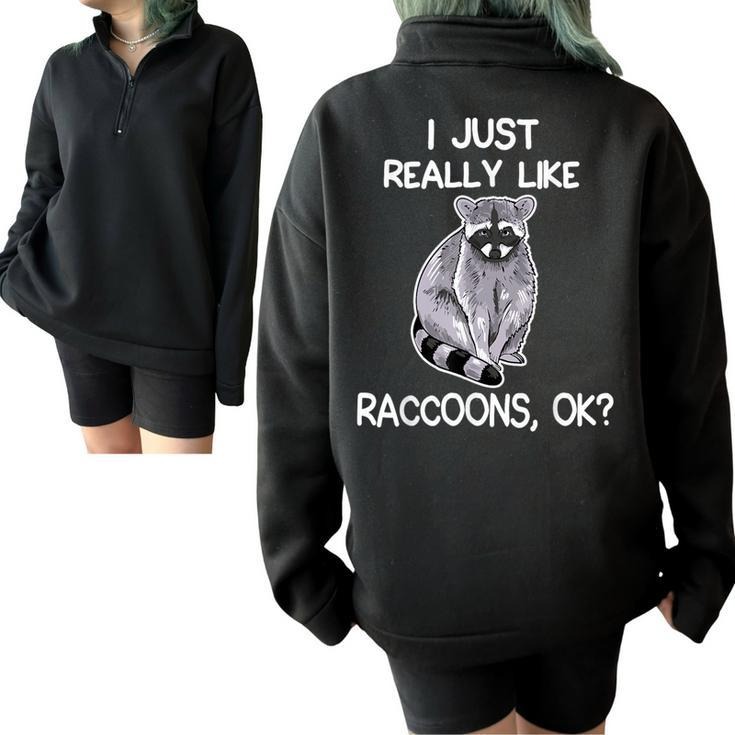 Half Zip Oversized Sweatshirt Back Print 