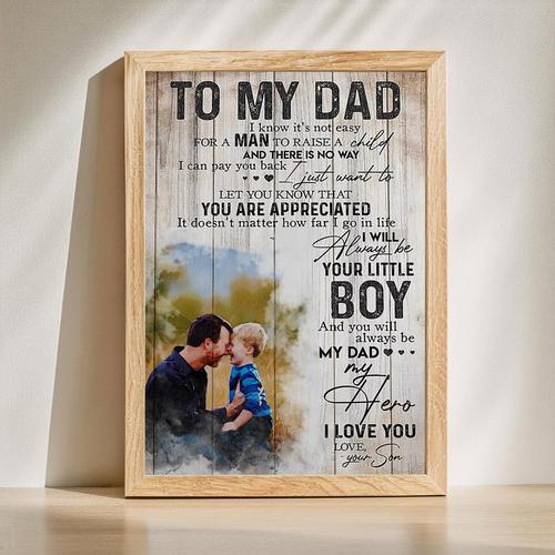 Personalized To My Dad Canvas, I Will Always Be Your Little Boy, Gift For Dad From Son - Father's Day Fun