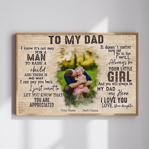 To My Dad Custom Canvas Gift for Dad From Daughter - Father's Day Fun